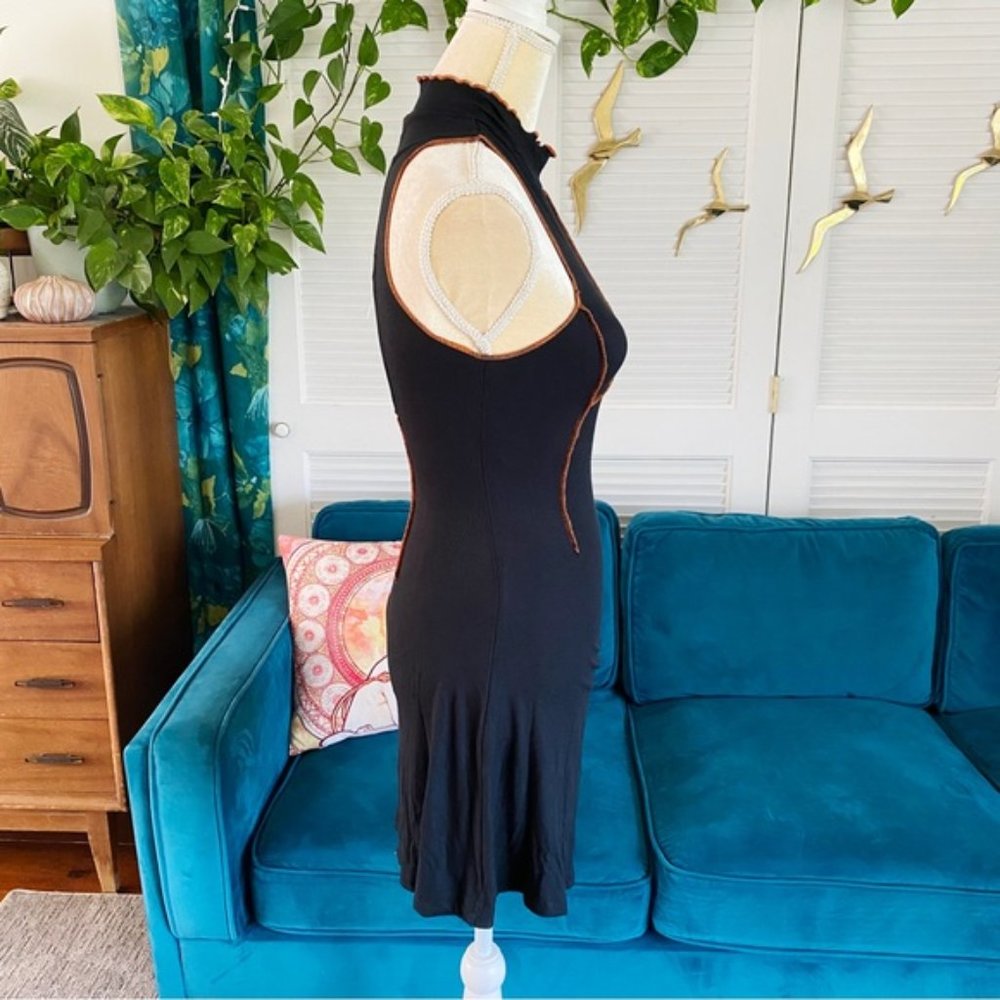 Urban Outfitters | UO Deja Seamed Mini Dress Sleeveless Ribbed Black New Medium - Picture 6 of 13